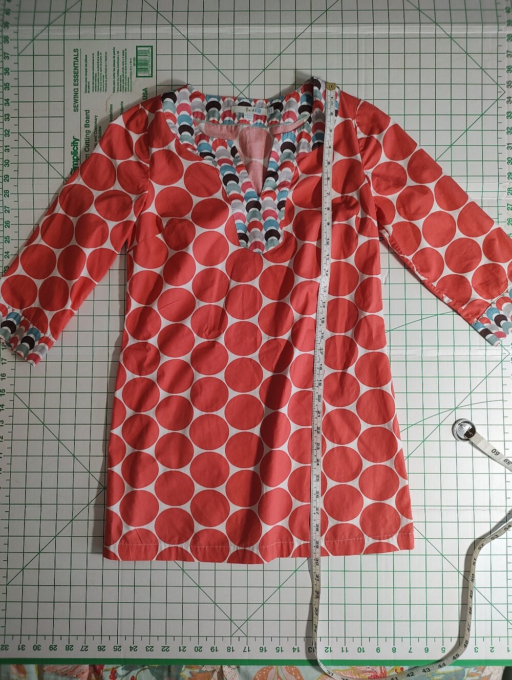 Boden Vibrant Coral Dot Swift Tunic Dress with Scalloped Neckline Size 4